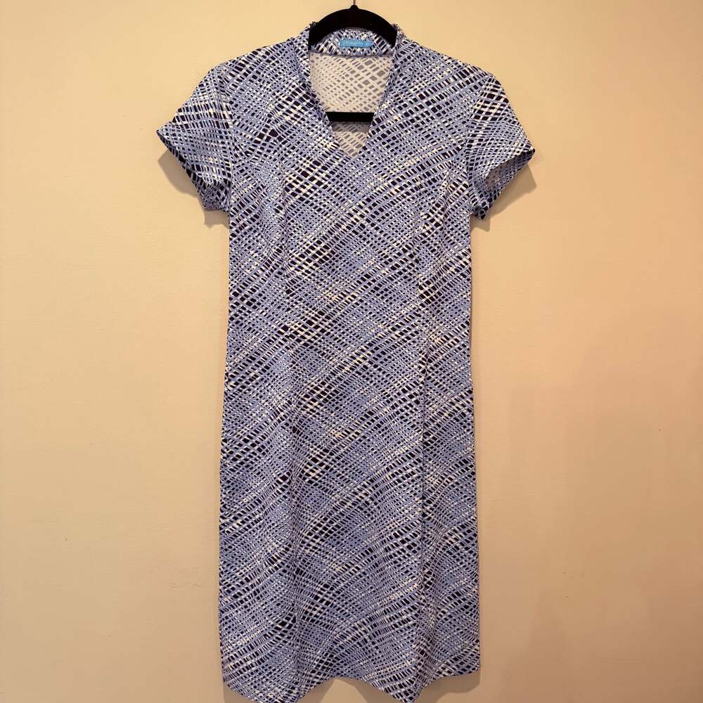J. McLaughlin Ivana Geometric Print Cap Sleeve Catalina Shift Dress